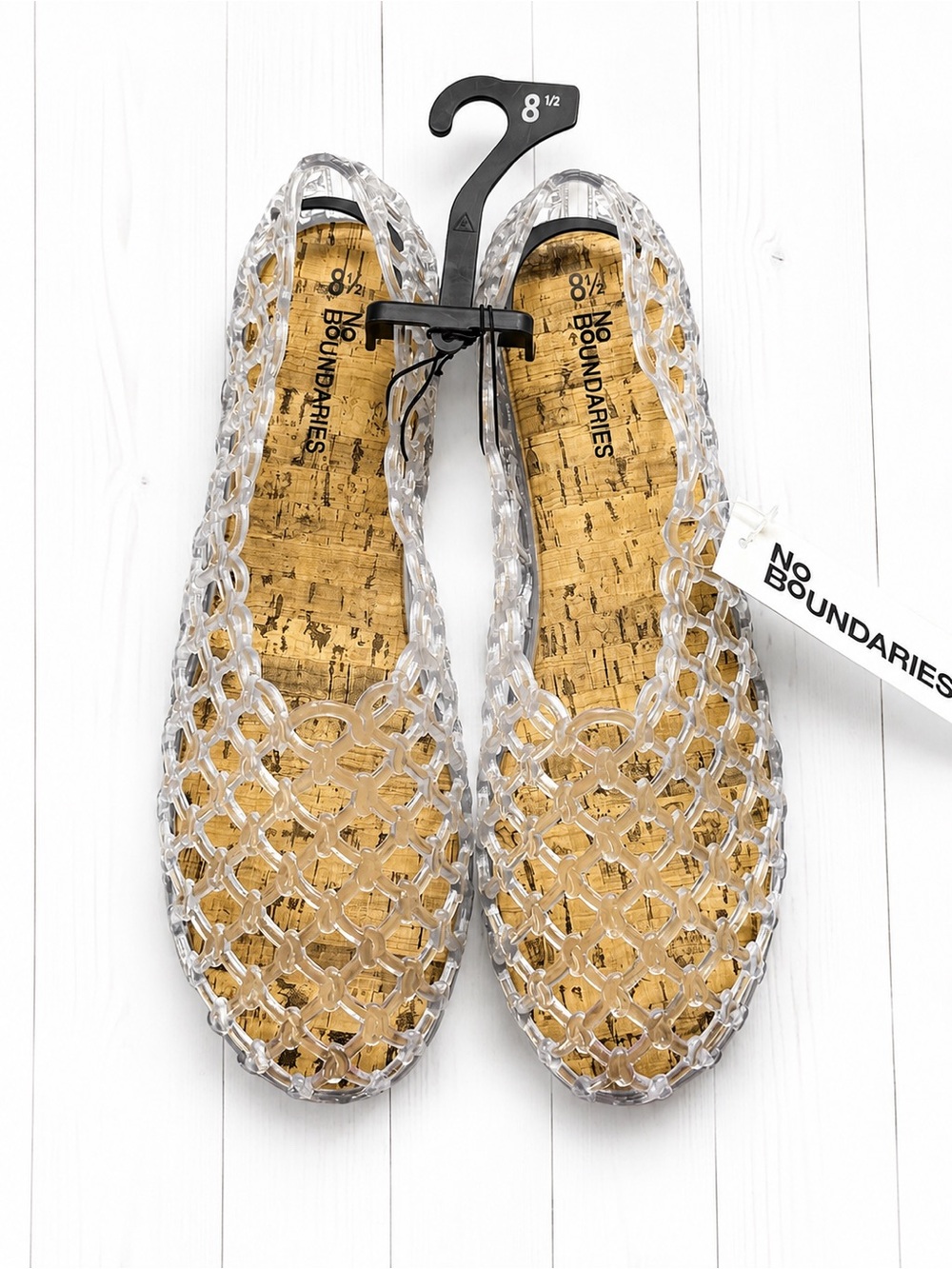 No Boundaries Clear Jelly Lattice Ballet Flats Women's 8.5